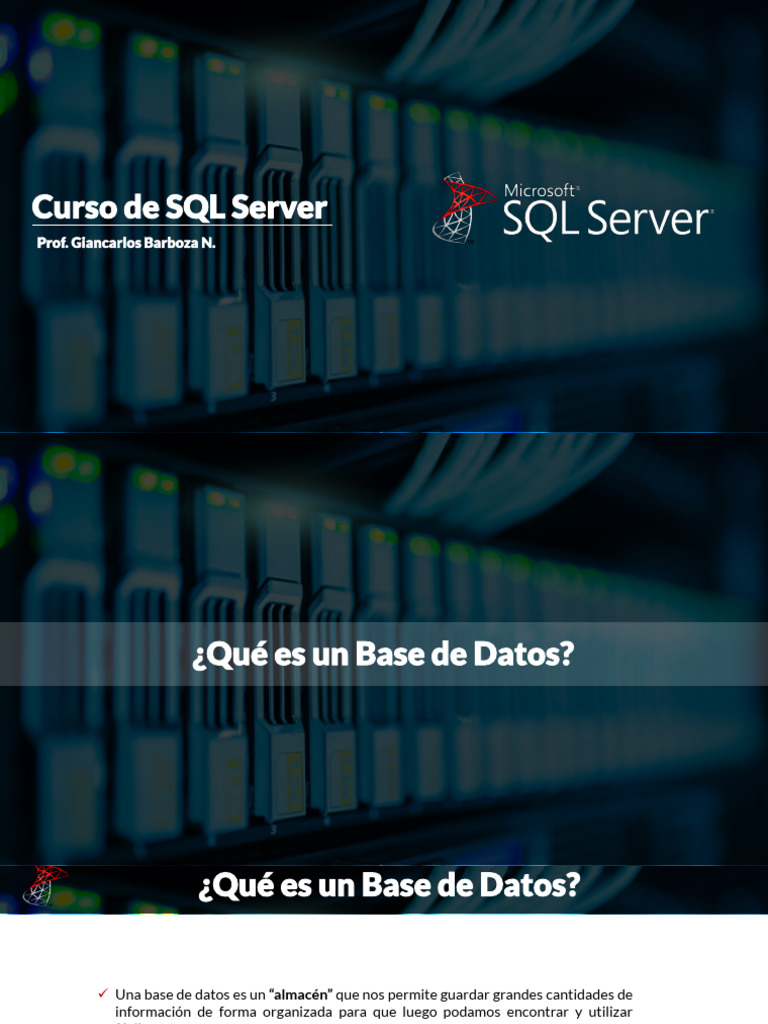 Introducción a Bases de Datos en SQL Server | PDF | Bases de datos ...