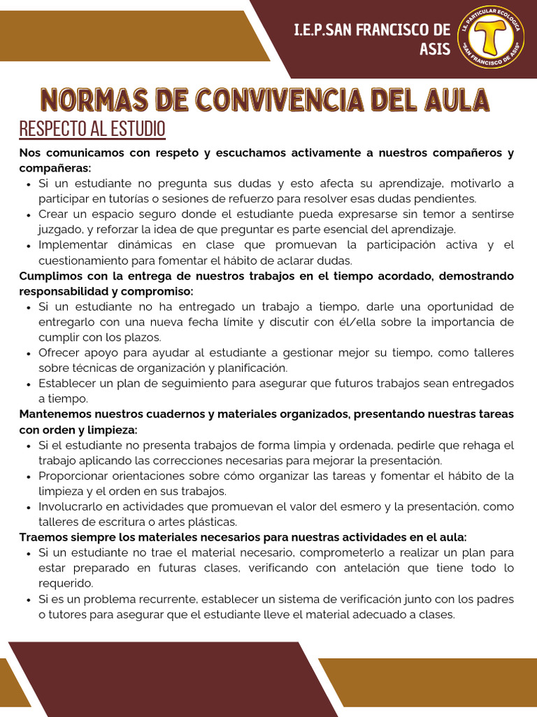 Normas de Convivencia en el Aula | PDF | Aprendizaje | Comportamiento
