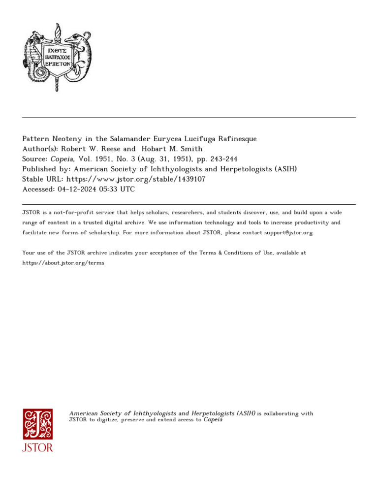 Reese PatternNeotenySalamander 1951 5 | PDF