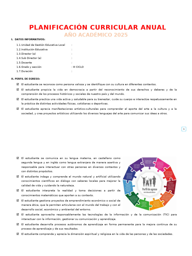 Modelo de Planificación Curricular Anual III | PDF | Alimentos ...