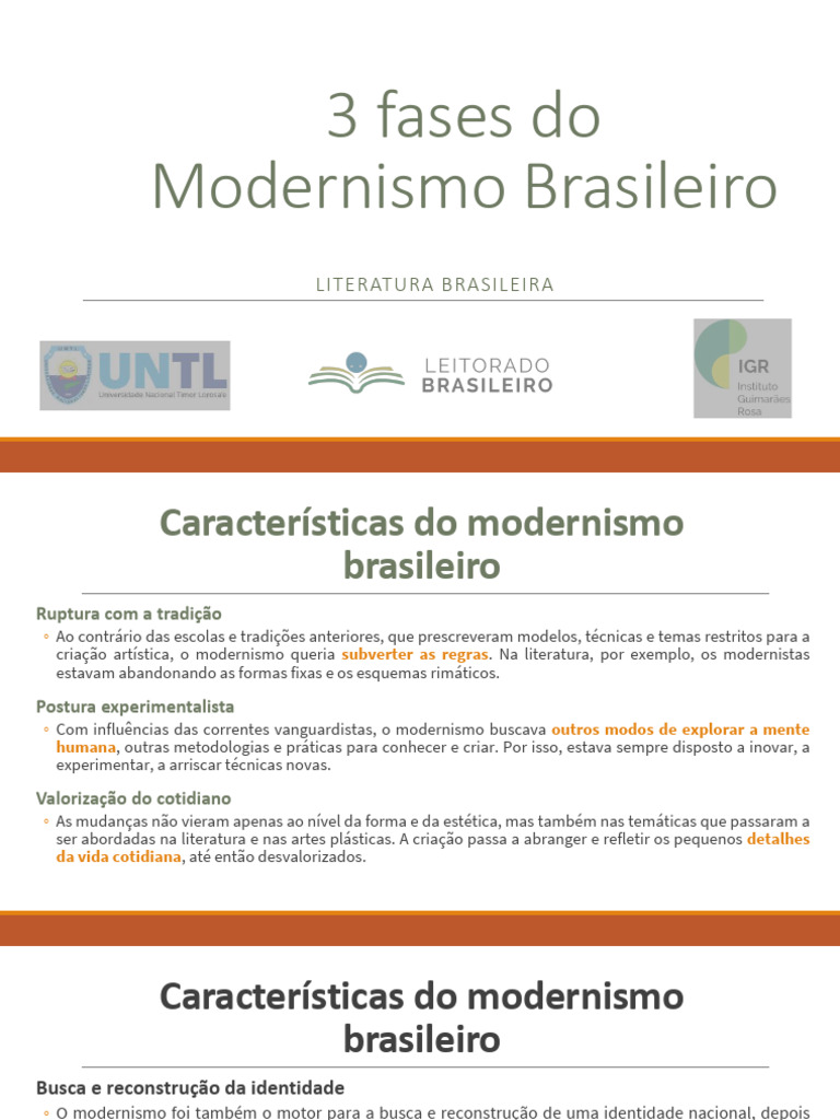 Fases do Modernismo Brasileiro: Características e Impactos | PDF ...