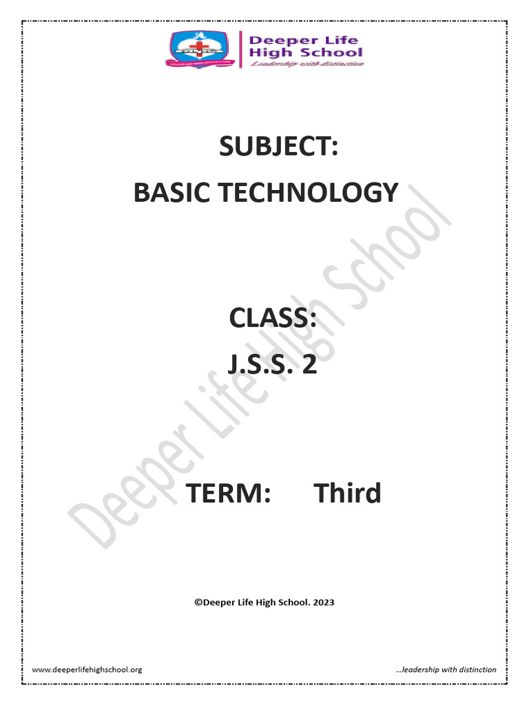 JSS2 Basic Technology Third Term Plan | PDF | Gear | Lubricant