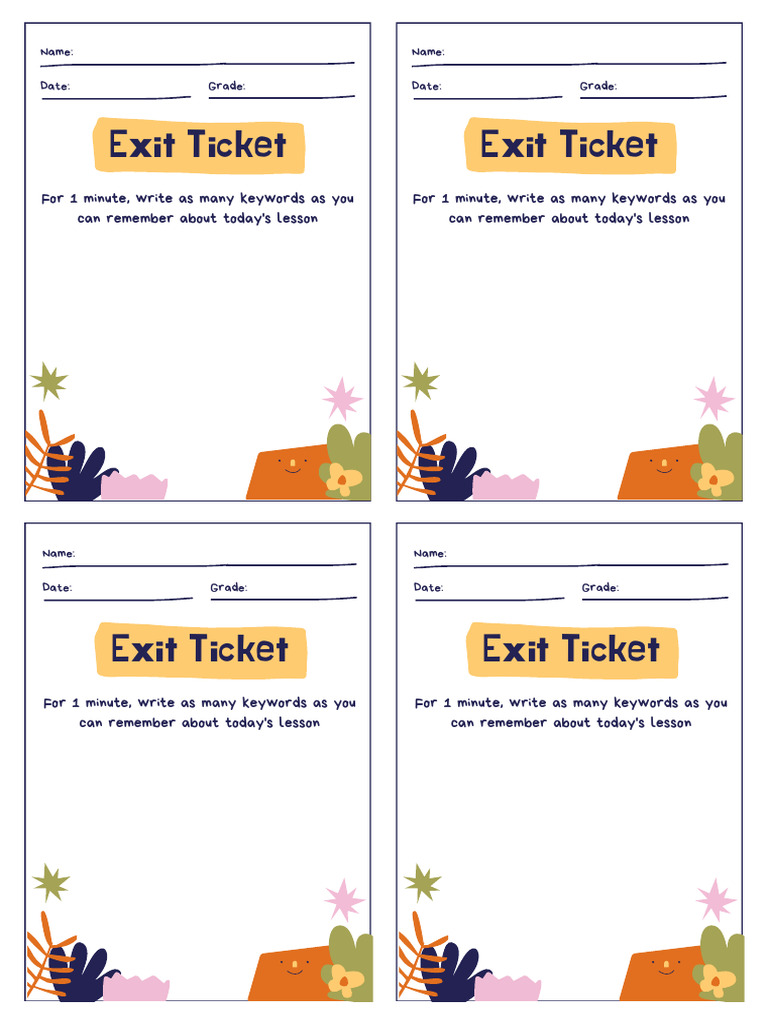 Playful Nature Back To School Exit Ticket | PDF