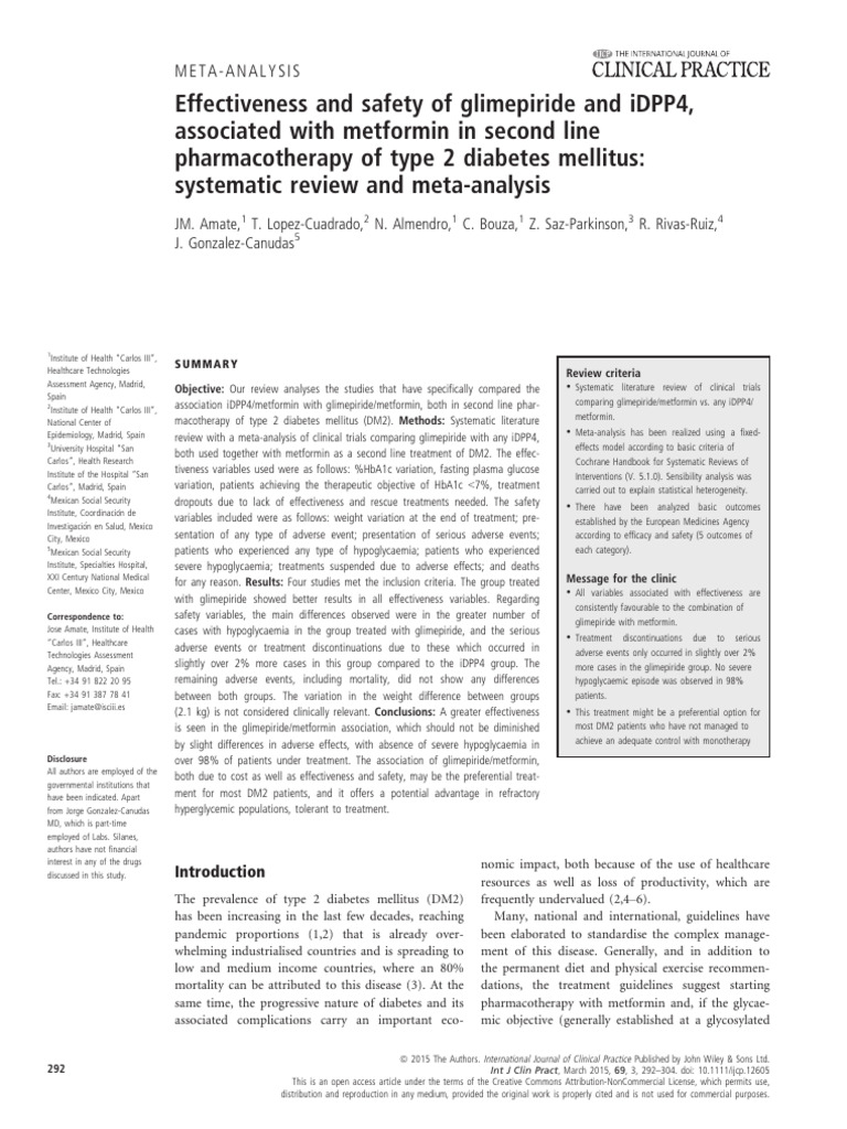 Glimepiride vs iDPP4 in Type 2 Diabetes | PDF | Systematic Review ...