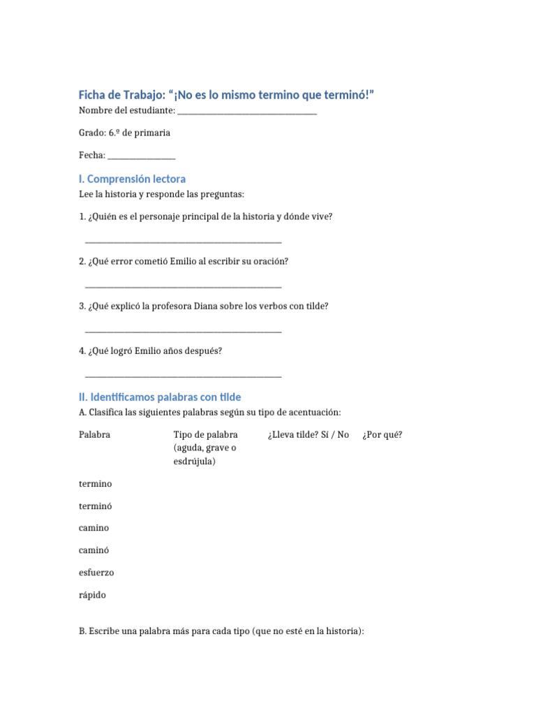 Ficha Trabajo Termino Vs Termino | PDF