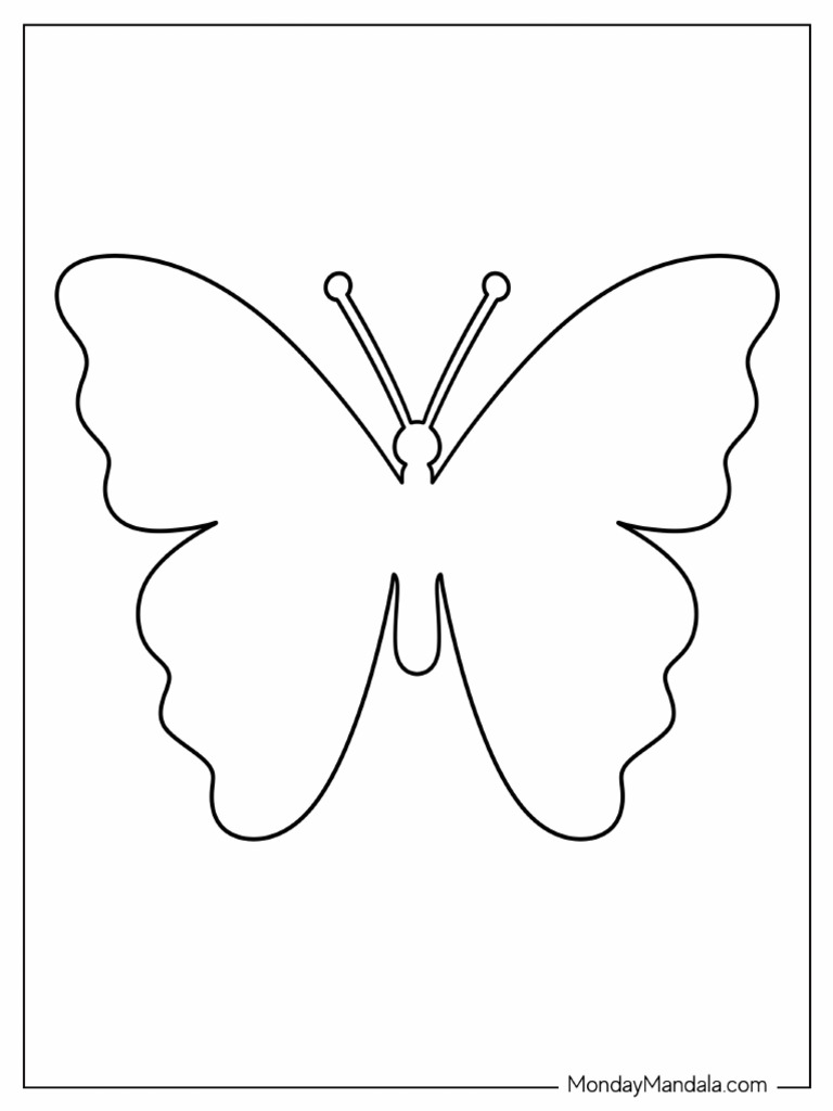 Full Page Simple Butterfly Template for Kids | PDF