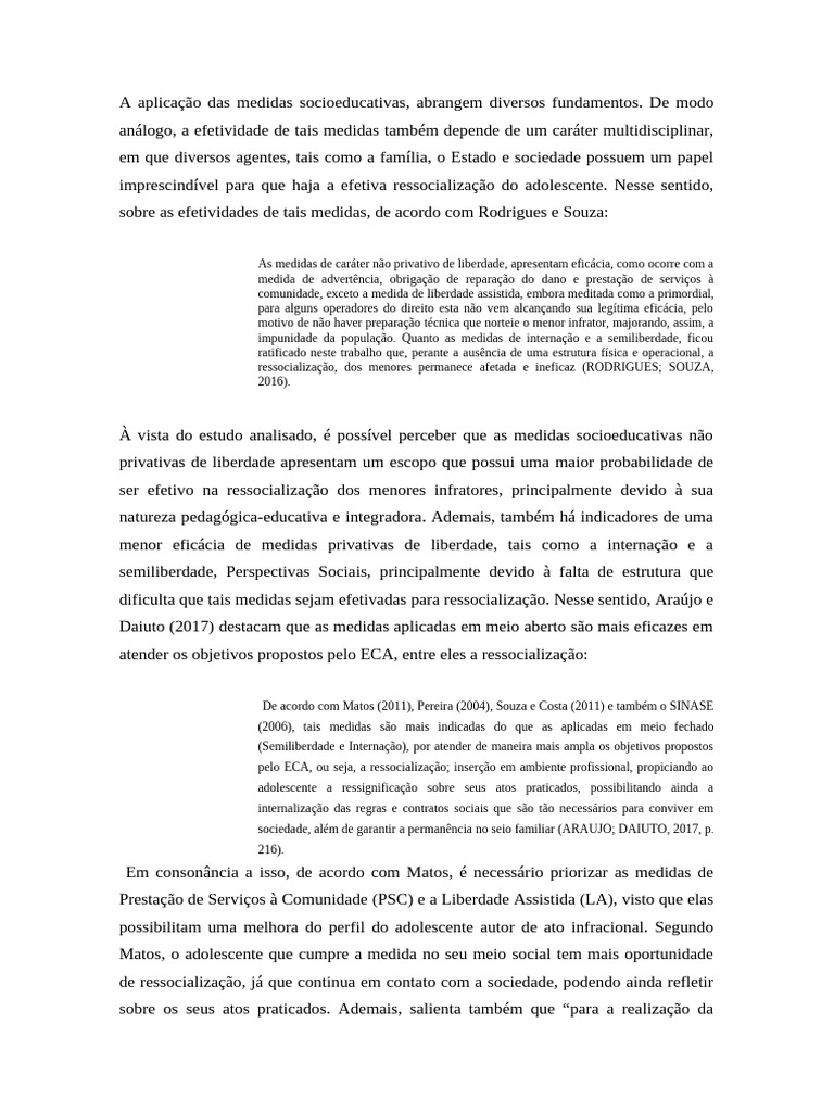 Eficácia das Medidas Socioeducativas | PDF | Adolescência | Família