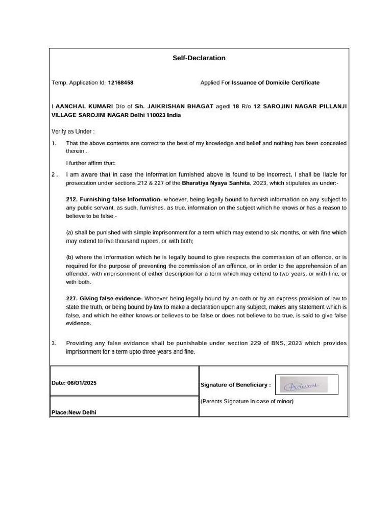 Self Dec | PDF