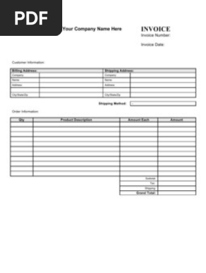 Blank Invoice Ms Word 2003