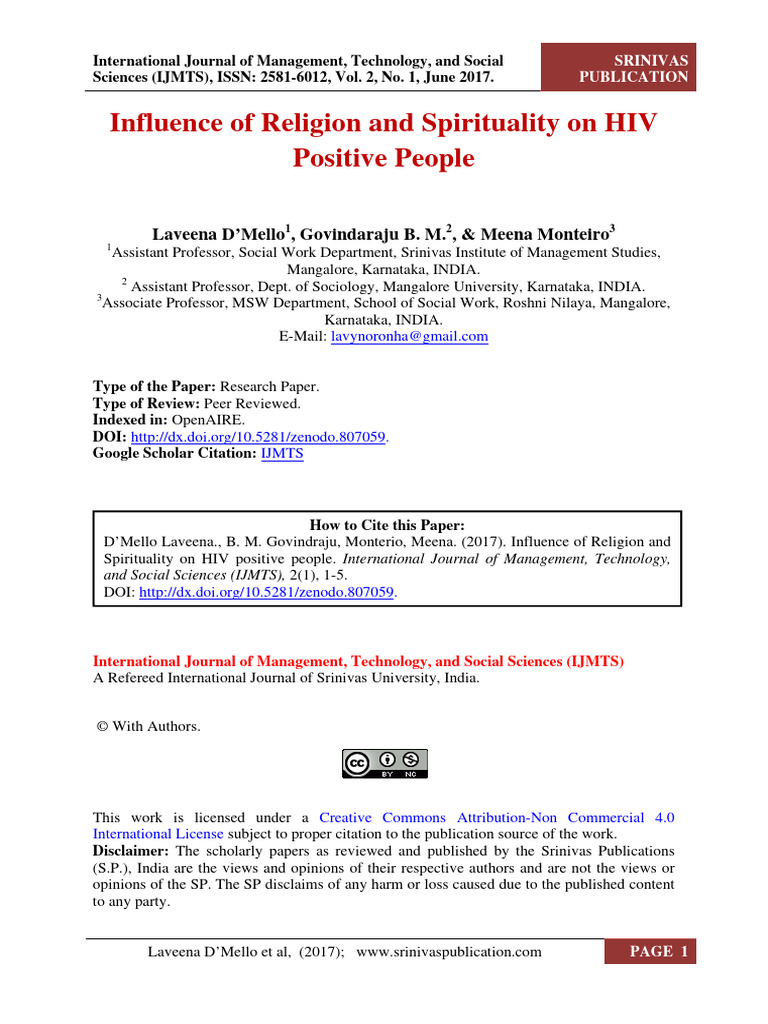 Religion's Impact on HIV Positive Individuals | PDF | Shame | Spirituality