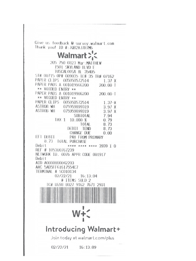 Walmart Receipt | PDF