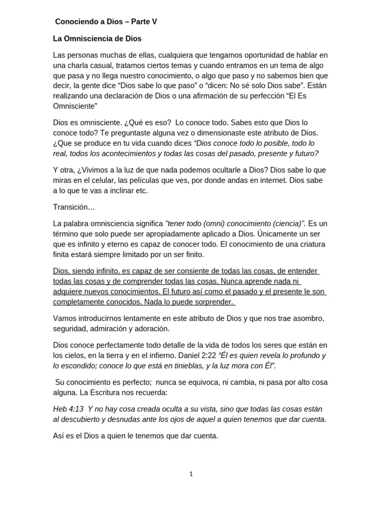 Conociendo A Dios-Parte V | PDF | Dios | Conocimiento