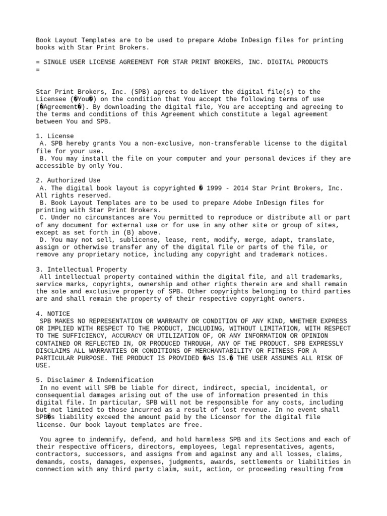 License | PDF | Indemnity | License