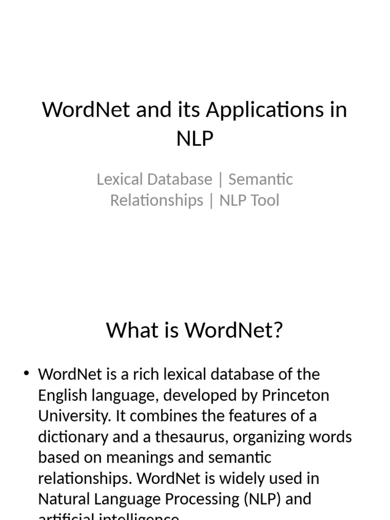WordNet NLP Presentation | PDF