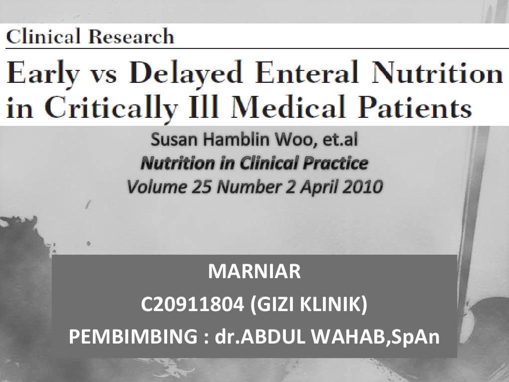 Early Enteral Nutrition in ICU | PDF