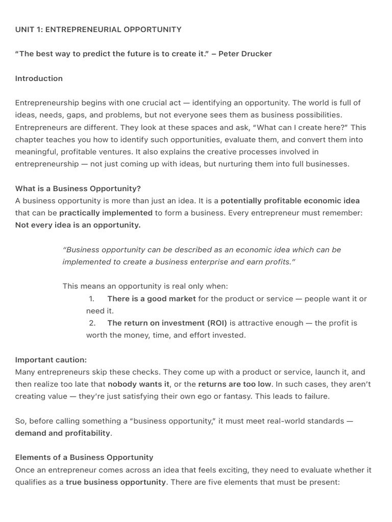 Identifying Entrepreneurial Opportunities | PDF | Entrepreneurship ...