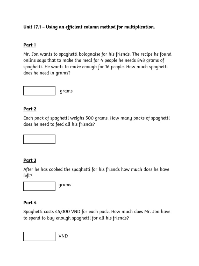 Efficient Column Method for Multiplication | PDF