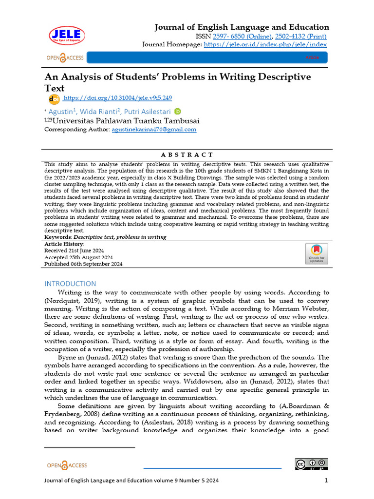 An Analysis of Students' Problems in Writing Descriptive 249-2149-1-PB ...