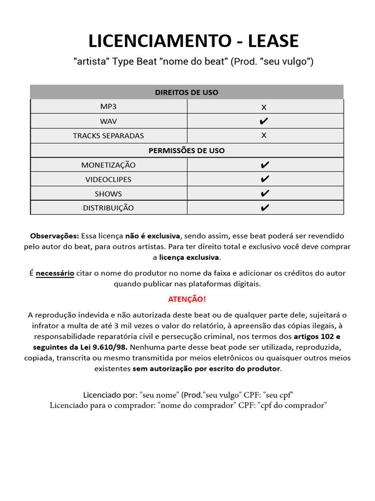 Licença EXEMPLO | PDF