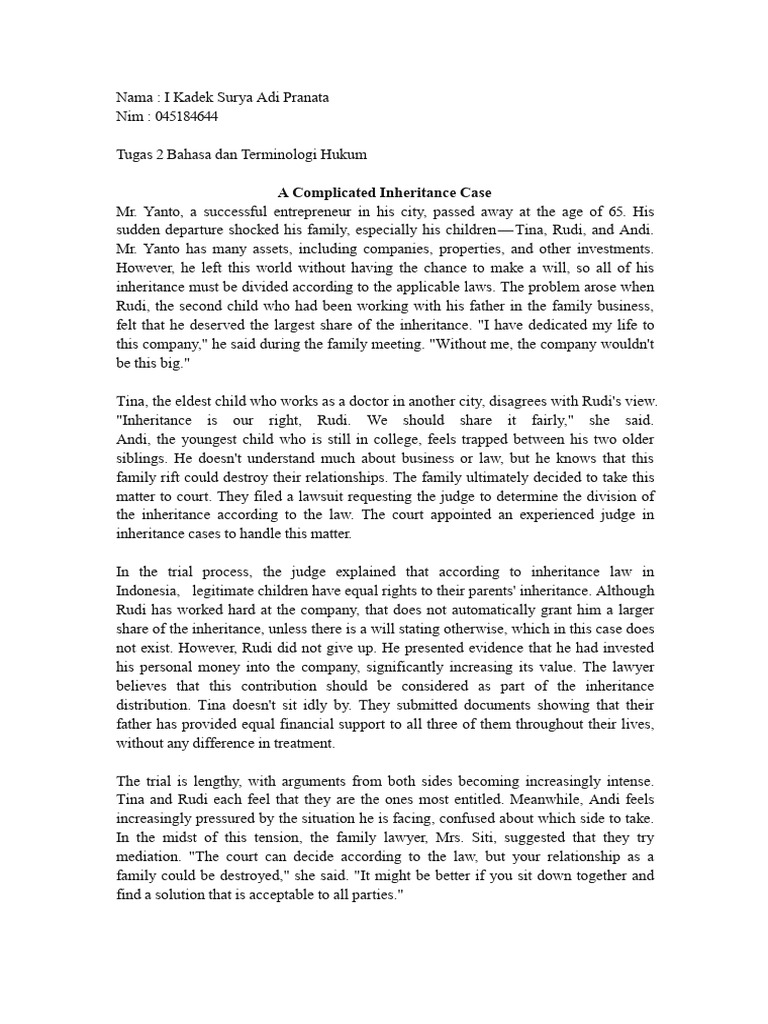 Resolving a Complicated Inheritance Case | PDF | Mediation | Justice