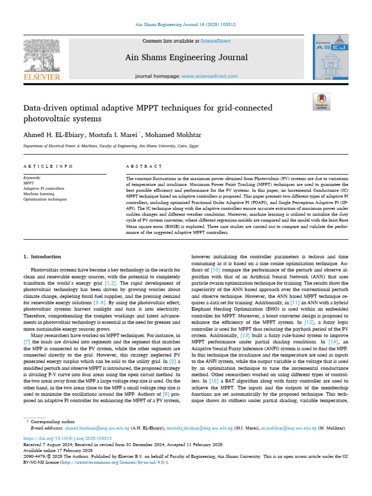 Adaptive MPPT Techniques for PV Systems | PDF | Photovoltaics | Electricity
