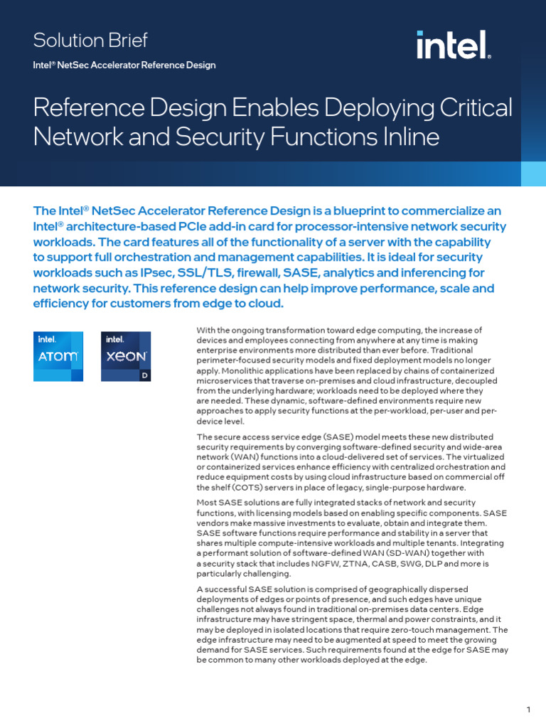 Intel NetSec Accelerator for SASE Solutions | PDF | Central Processing ...
