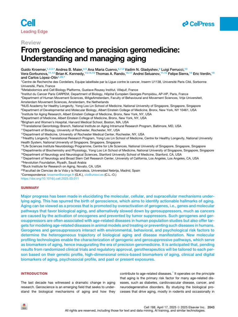 Precision Geromedicine and Aging Insights | PDF | Senescence | Insulin ...