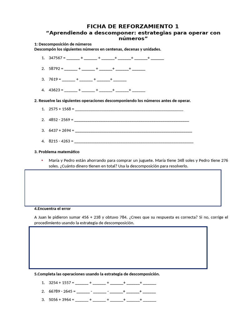 Ejercicios de Matemáticas 6to Grado | PDF