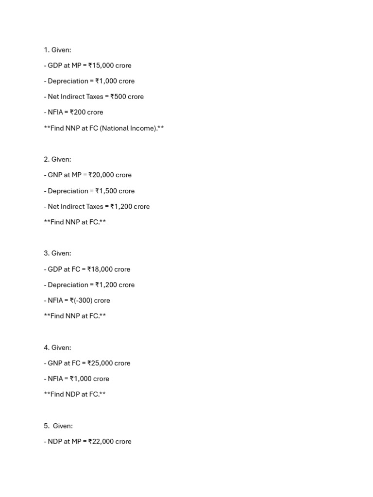 Calculating NNP and NDP at FC | PDF | Gross Domestic Product | Measures ...