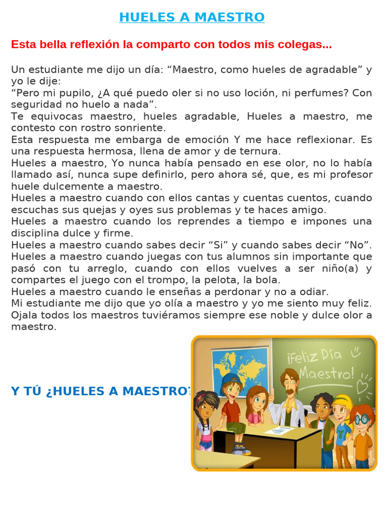 Reflexión sobre el olor a maestro | PDF