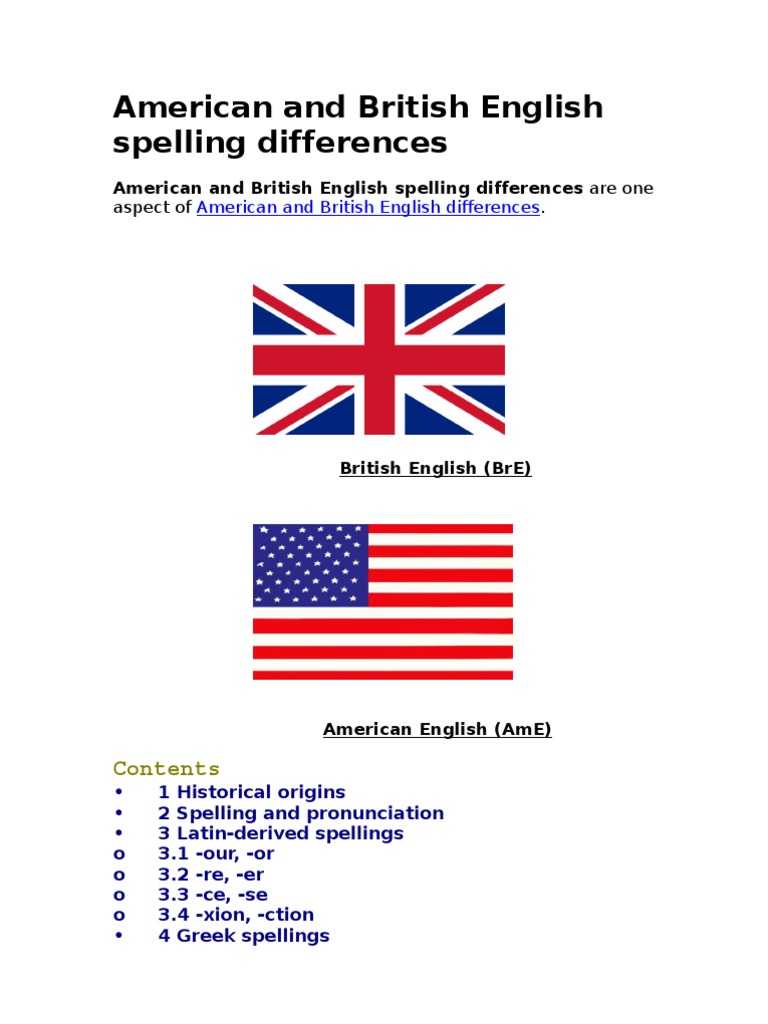 American and British Spelling | PDF | Linguistics |