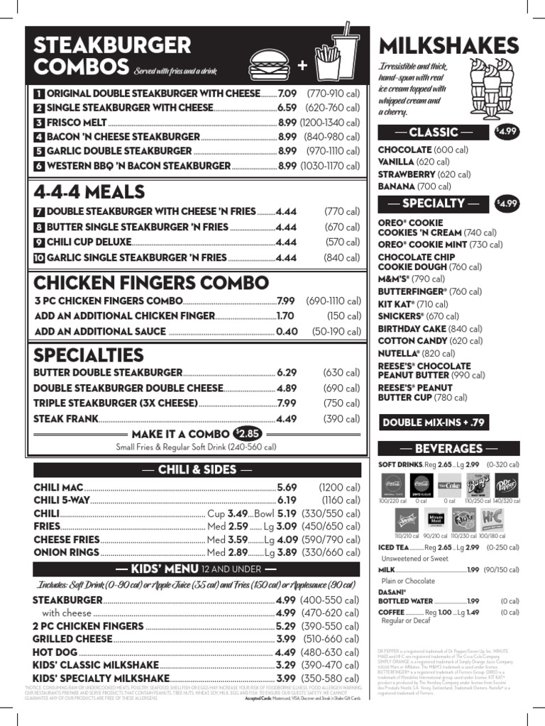 Steak N Shake Menu | PDF | Hamburgers | Drink