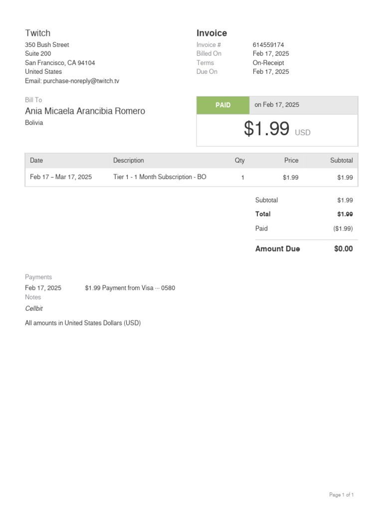 Invoice 614559174 | PDF