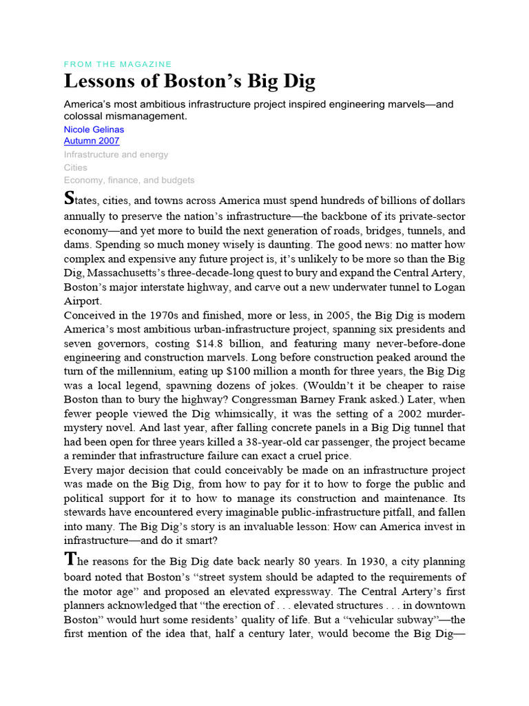 Lessons from Boston's Big Dig Project | PDF