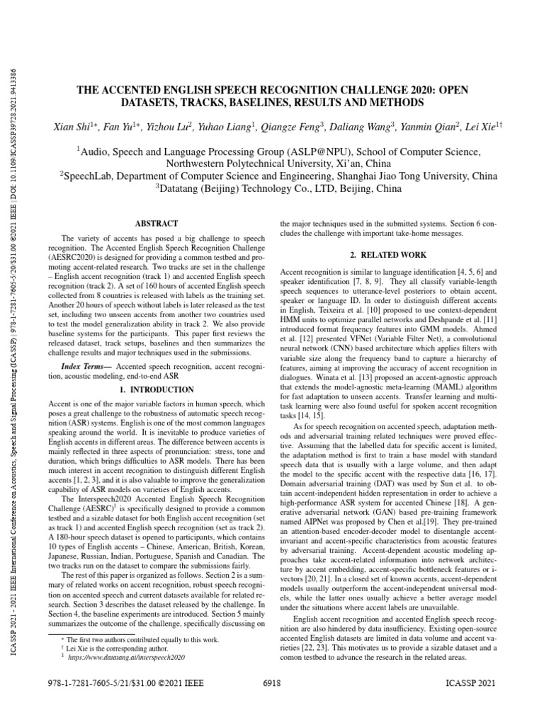 The Accented English Speech Recognition Challenge 2020 Open Datasets ...