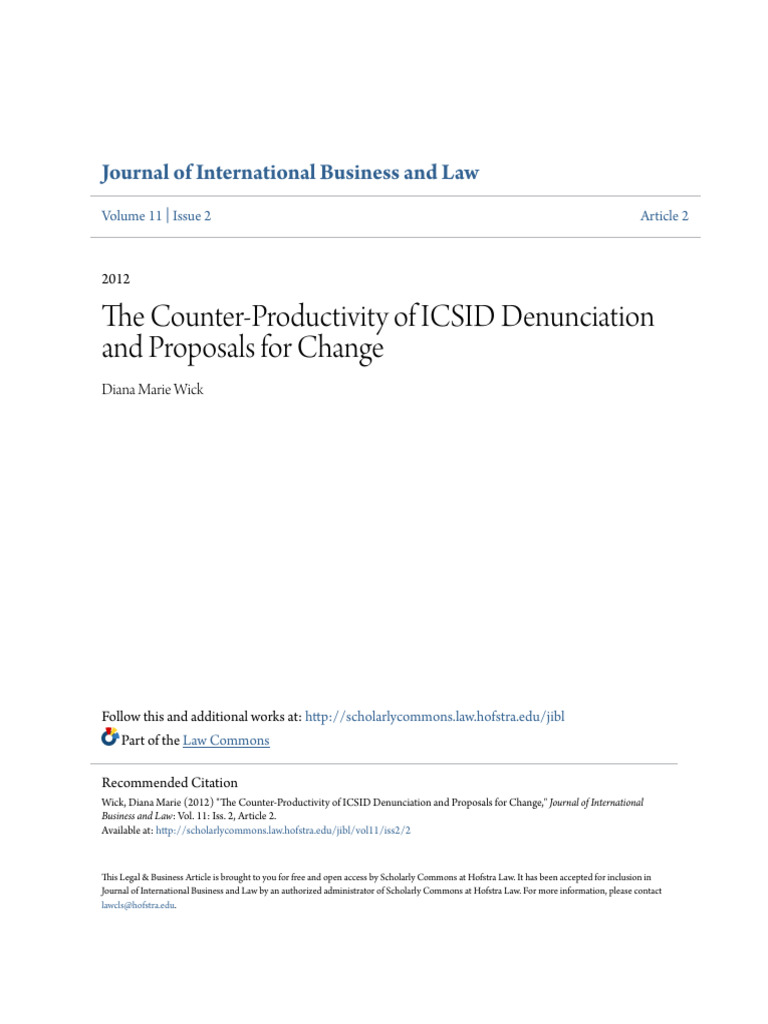 ICSID Denunciation: Counterproductive Impact | PDF | Arbitration | Treaty