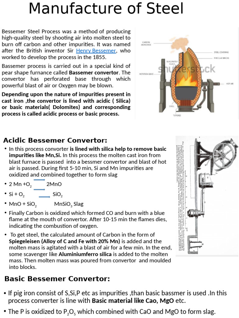 Bessemer Process in Steel Manufacturing | PDF | Iron | Steel