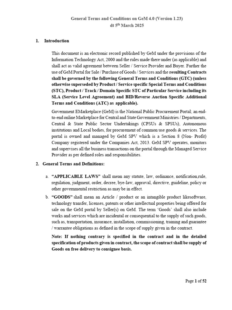 GeM GTC: Compliance and Ownership Guidelines | PDF | Procurement | Auction