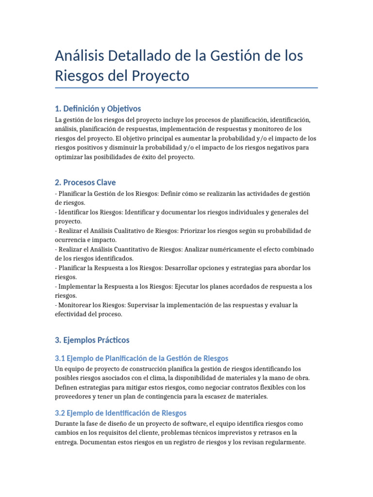 Ejemplo de Análisis de Riesgos en Proyectos | PDF | Riesgo | Planificación