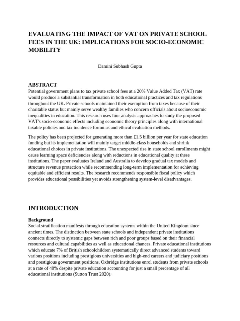 VAT's Impact on UK Private School Fees | PDF | Taxes | Value Added Tax