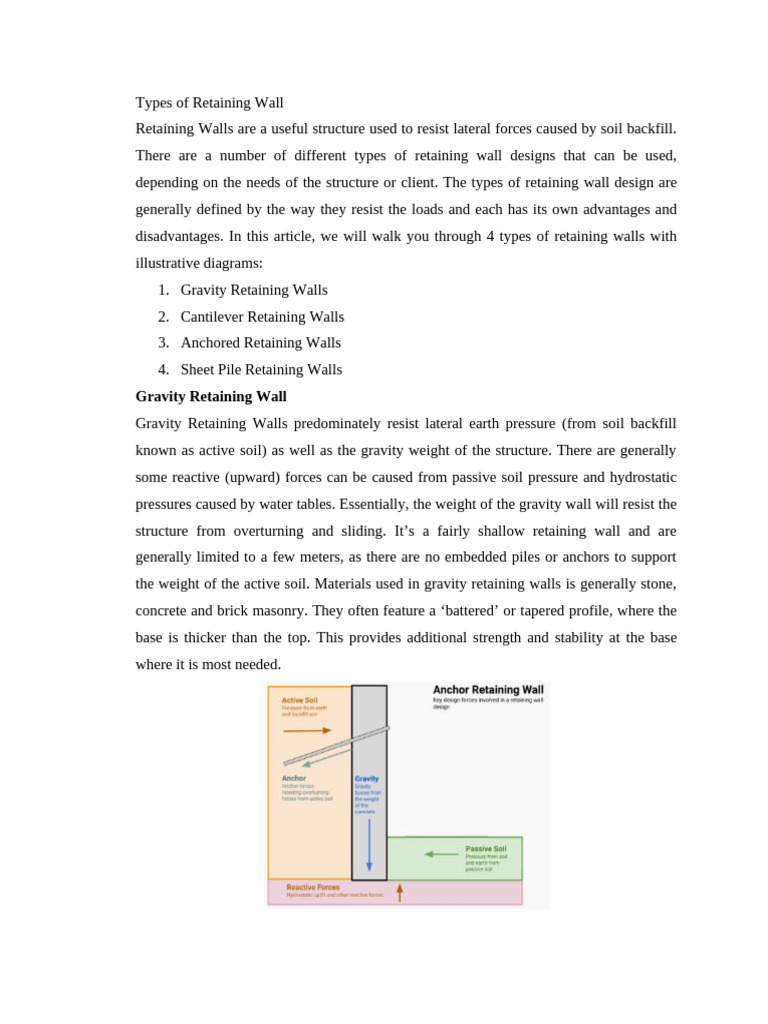 Types of Retaining Wall | PDF | Deep Foundation | Architectural Elements