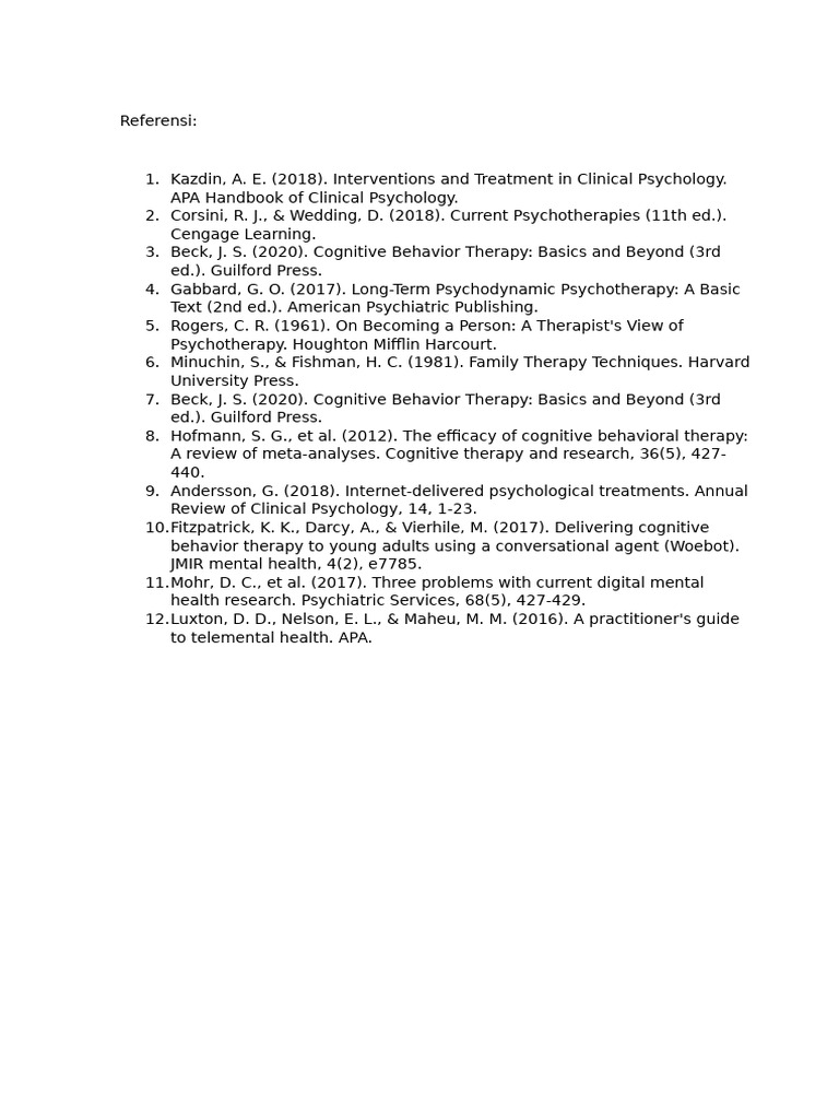 Key References in Clinical Psychology | PDF