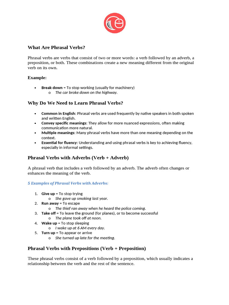 Understanding Phrasal Verbs in English | PDF | Verb | Adverb