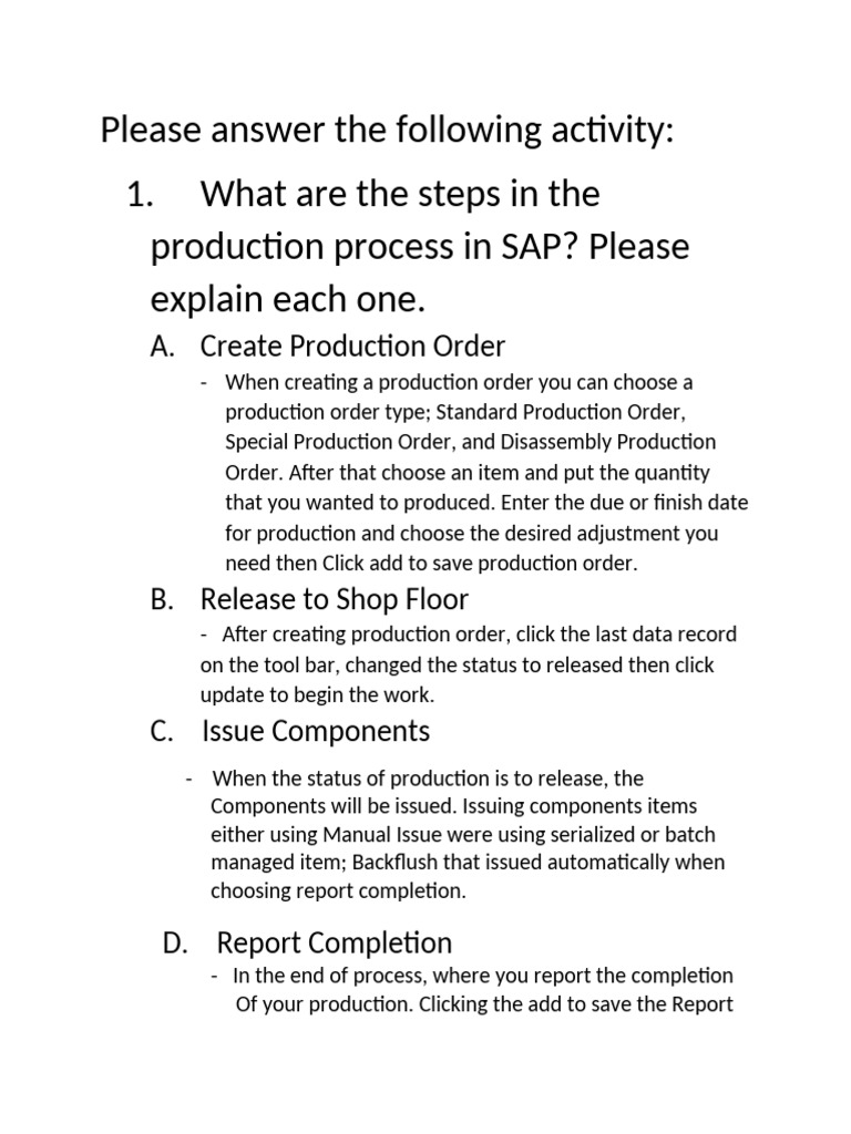 SAP 1 | PDF