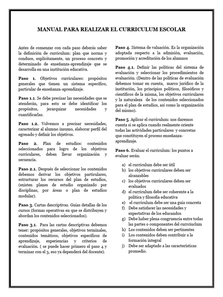 Guía para Elaborar un Currículum Escolar | PDF | Plan de estudios ...