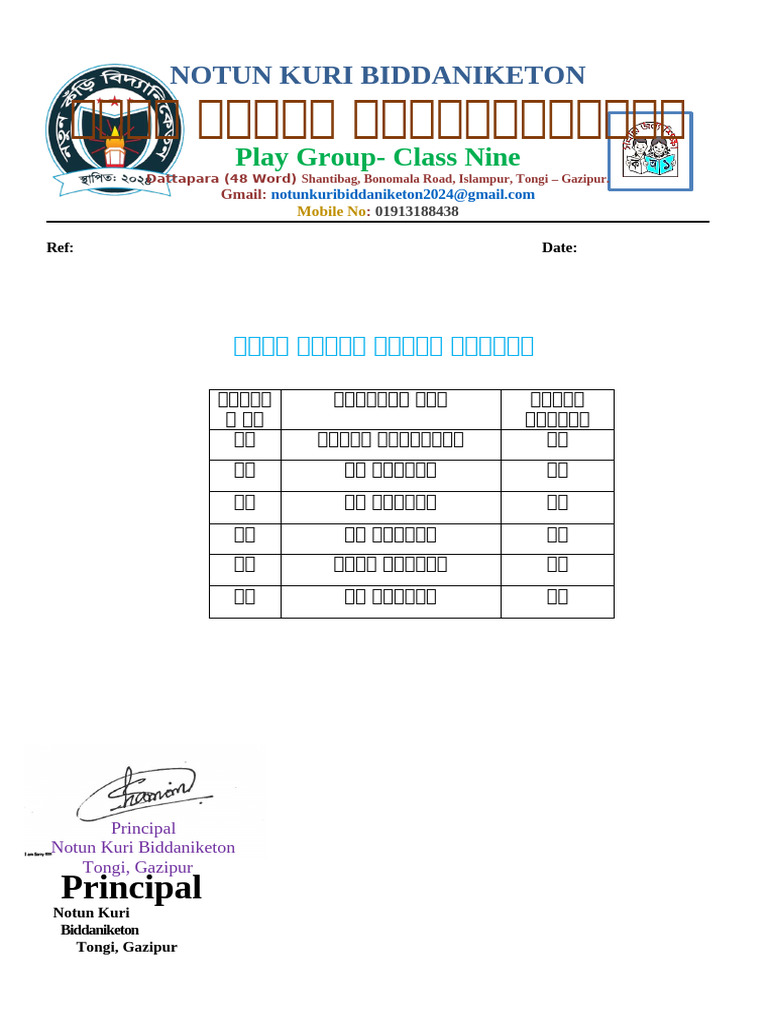 Principal: Notun Kuri Biddaniketon | PDF