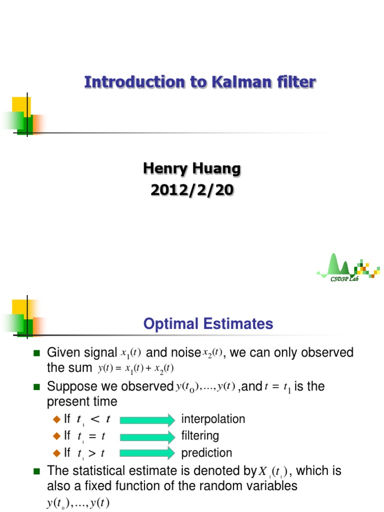 CSDSP Lab: Kalman Filter Overview | PDF