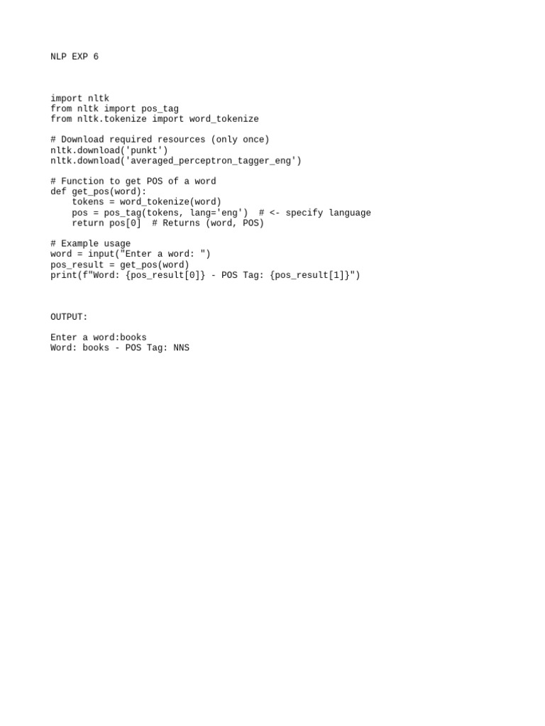 NLP Exp 6 | PDF