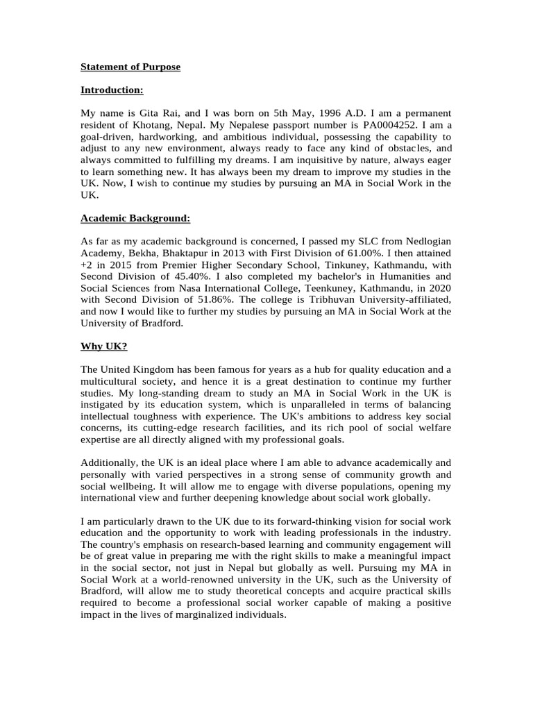 Gita Rai's MA in Social Work Journey | PDF | Social Work | University