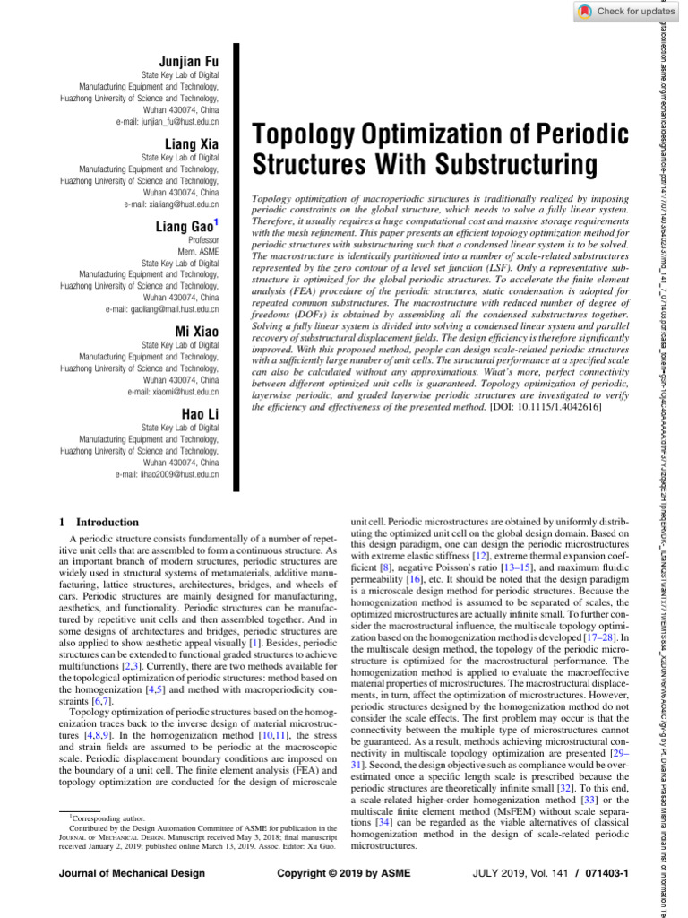 Efficient Topology Optimization for Periodic Structures | PDF | Finite ...